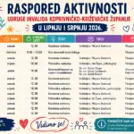 Raspored aktivnosti Udruge u lipnju i srpnju 2026.